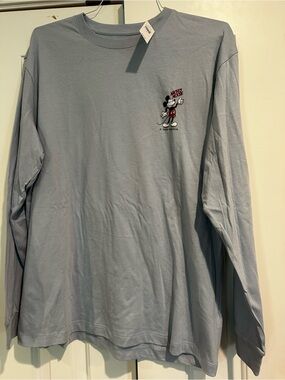 GAP Light Blue Long-Sleeve Tee with Mickey Graphic